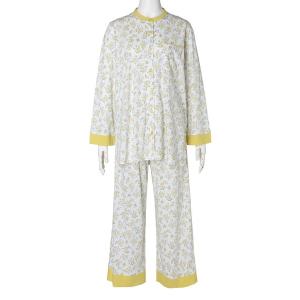 パジャマ ルームウェア キッドブルー -ピンドットフラワーＮ -長袖パジャマ -KNCK609 -kidblue レディース