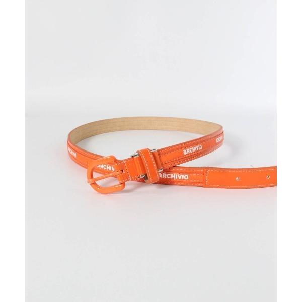 ベルト 「LADIES」エナメル合皮ロゴベルト レディース