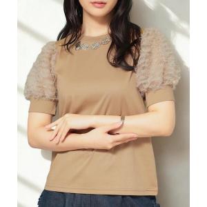 tシャツ 「チュール袖」パフスリーブカットソー レディース