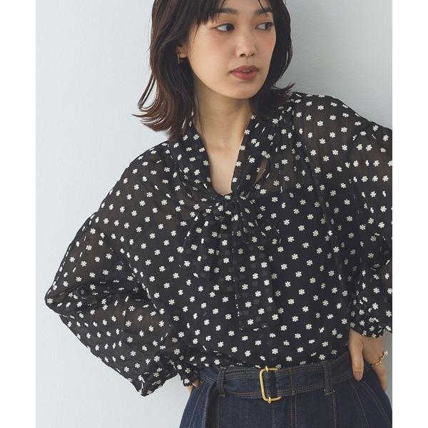ブラウス シャツ ＬＵ花刺繍ボウタイブラウス レディース