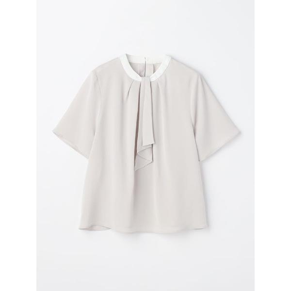 tシャツ プリーツボウタイブラウス　オフホワイト/サックス/ベージュ レディース