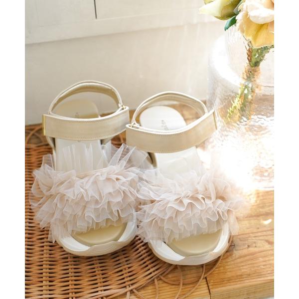 サンダル ボリューム フリルチュール スポーツサンダル レディース