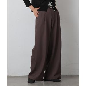 スラックス パンツ ワンタックワイドスラックス レディース