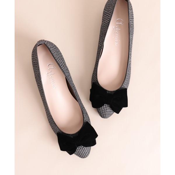 パンプス リボンモチーフ　ラウンドトゥパンプス