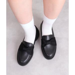 ローファー グログランリボン厚底ローファー レディース