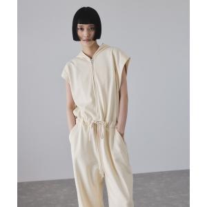 オールインワン 裏毛フーディロンパース レディース