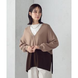カーディガン バイカラー ポンチョカーディガン レディース