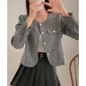 ELENDEEK（エレンディーク） ノーカラージャケット 02 ベージュ