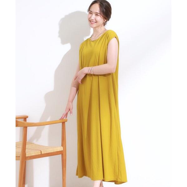 ワンピース 「S-LL/ひんやり」切替ラインですっきりと 1枚で着られるロングワンピース