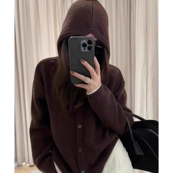 カーディガン シンプル フード付き ニットカーディガン culw853 レディース