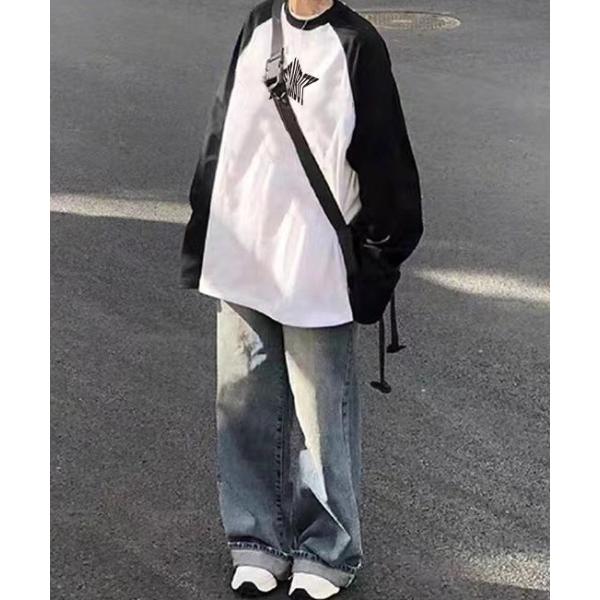 tシャツ マルチスターオーバーサイズラグランロングTシャツ メンズ レディース