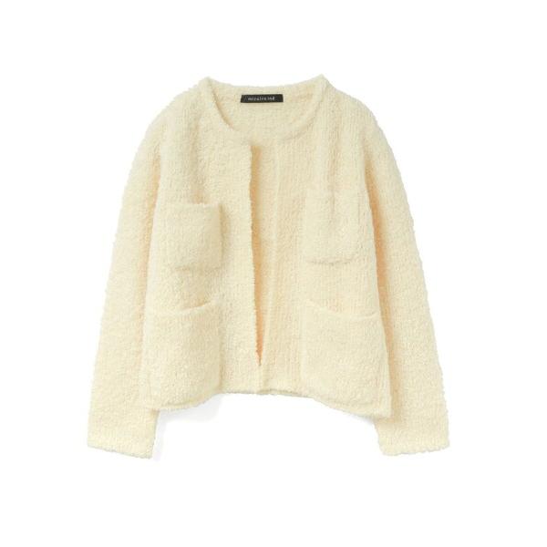 カーディガン mizuiro ind ポケット付きヘアリークルーネックカーディガン レディース