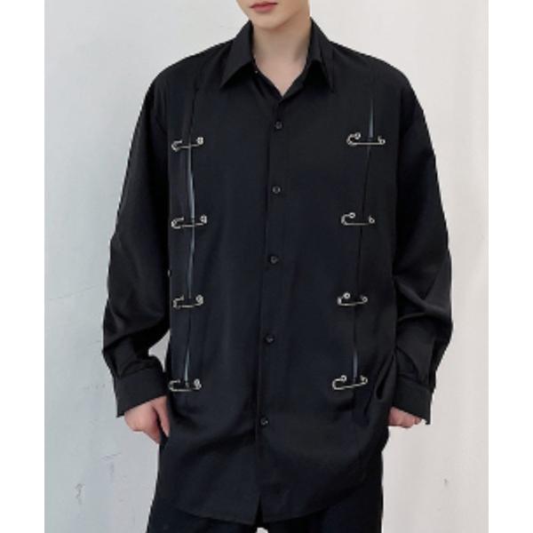 シャツ セーフティピン付ロングシャツ メンズ レディース