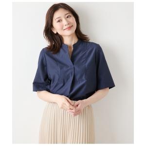 ブラウス シャツ TCライトタンブラー 5分袖ビブフロントスキッパーシャツ レディース