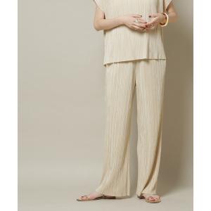 パンツ ランダムプリーツカットセミワイドパンツ(セットアップ可) レディース