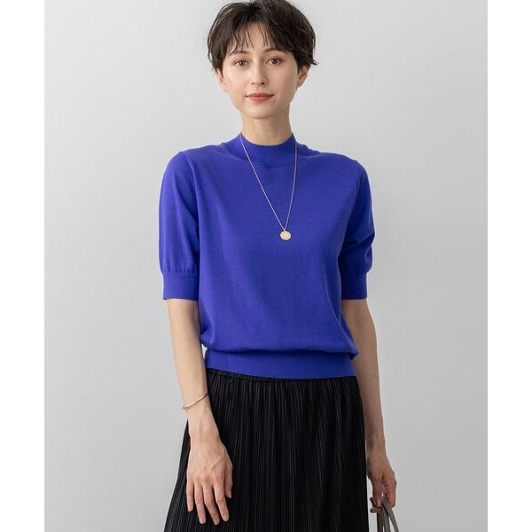 ニット セーター 「洗える」サステナブルウール モックネック 5分袖 ニット レディース