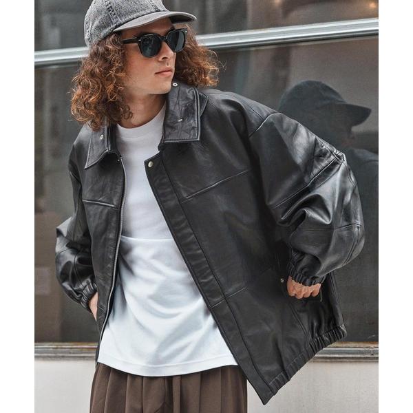 ブルゾン アウター mj10955-Oversized Re Product Leather Rib...