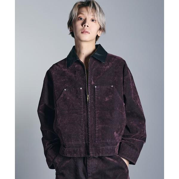 デニムジャケット gジャン 「SET-UP着用可能」合成皮革カラーベルベットライクデニムジャケット ...