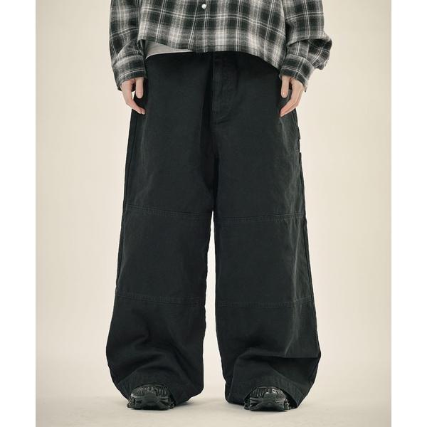 ワイドパンツ パンツ 「SET-UP着用可能」ヴィンテージウォッシュダブルニーダックパンツ メンズ ...