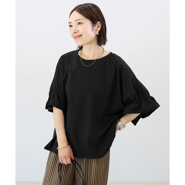 tシャツ 綿天竺ギャザーフリルスリーブプルオーバー レディース