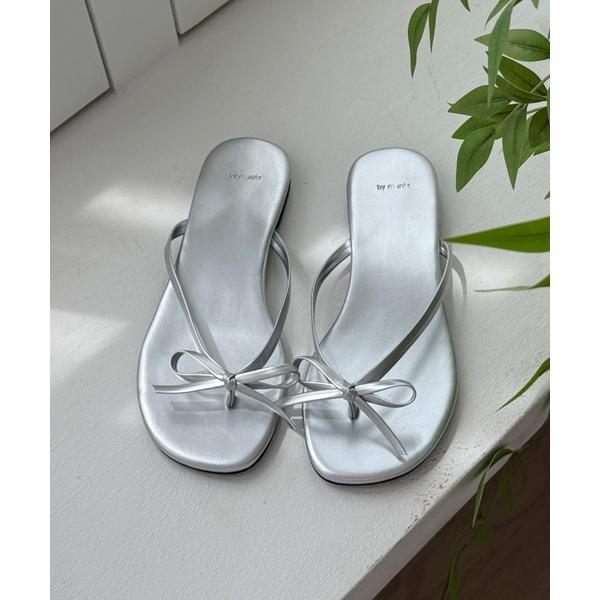 サンダル プチリボンフラットサンダル レディース