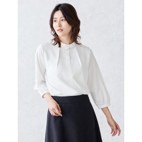 tシャツ 配色ボウタイブラウス　オフホワイト/ブラック/ピンク/ベージュ レディース