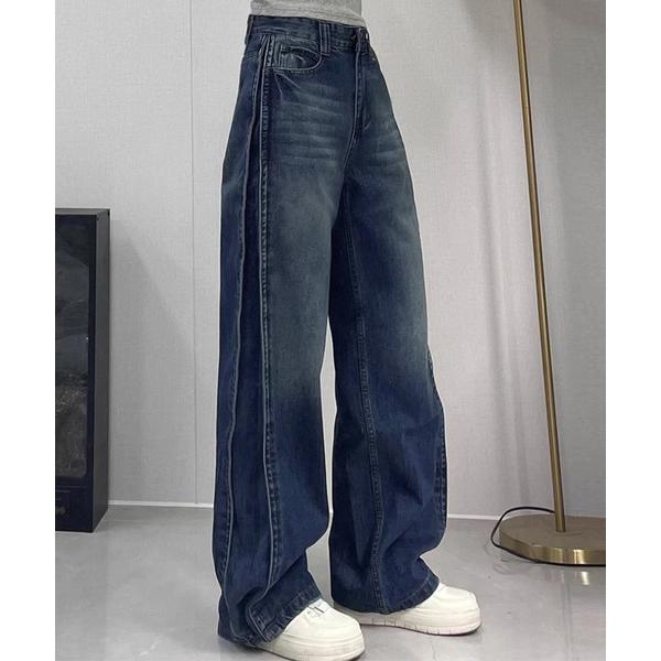 ジーンズ デニム デニムパンツ 「大きいサイズ有/2段階シルエット調節可」タックでカーブシルエットを...