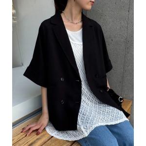 ジャケット テーラードジャケット 「シワになりにくい」テックリネン半袖シャツジャケット レディース