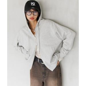 パーカー クラフトスウェットWZIPパーカー/フーディ　「ミドル・ロング丈の選べる2サイズ展開」 レディース