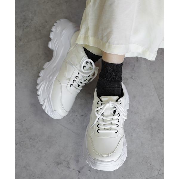 スニーカー ボリュームソール レースアップ スニーカー レディース
