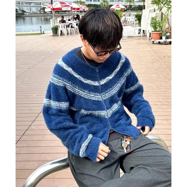 セーター ニット ノルディック柄ジップアップニット メンズ レディース