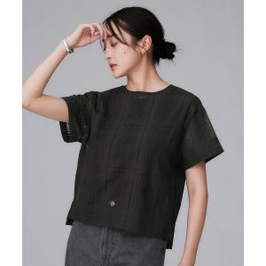 ブラウス シャツ 「セットアップ可/エレガント」シアーチェックTブラウス レディース