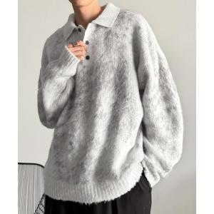 セーター ニット 「Classical Origin」「まるで毛布。」モヘアライクシャギー素材ニットポロシャツ／Mohair-Like Shaggy