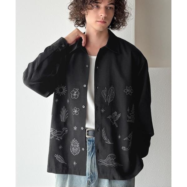 シャツ 「魅せる存在感。」オリジン刺繍キャンプカラーシャツ／Origin Embroidered C...