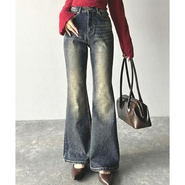 ジーンズ デニム デニムパンツ 「mily bilet」動くたび、キラキラ輝くビジューストーンが主役...