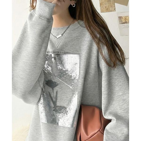 トレーナー スウェット 「JaVaジャバコラボ」さりげない光沢感が目を惹く♪かすれボックス箔プリント...