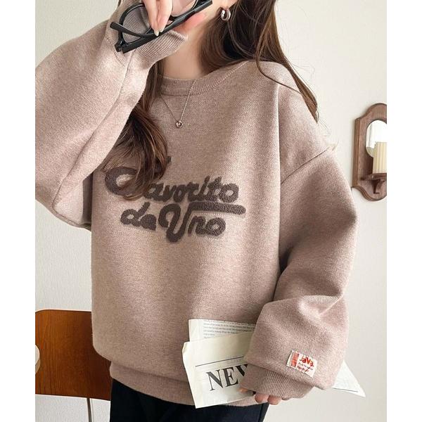 ニット セーター 「JaVaジャバコラボ」後ろタックで作る旬シルエット♪サガラ刺繍風ロゴコクーンニッ...