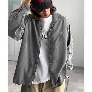 シャツ 「至福のひととき。」ルーズフィットオープンカラーデニムシャツ（長袖）/Loose Fit Open Collar Denim Shirt