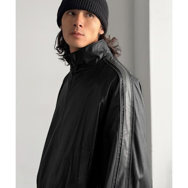 ブルゾン アウター 「Classical Origin」「新感覚。」ハイネック短丈レザートラックジャ...