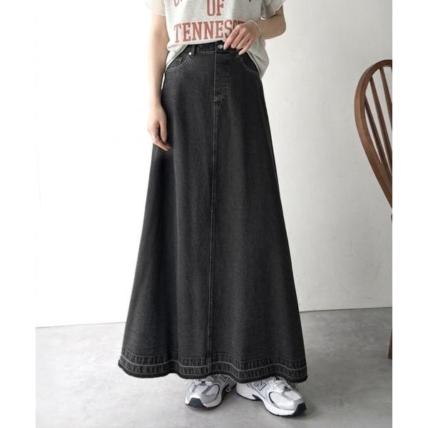 デニムスカート 綿100％ 主役級の美フレアスカートでコーデの格上げ  デニムフレアスカート（ロング...