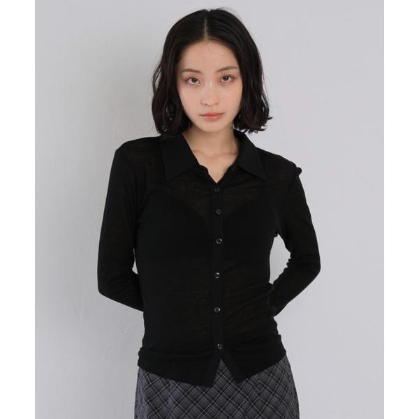 ブラウス シャツ シアー タイト シャツトップス 長袖 レディース