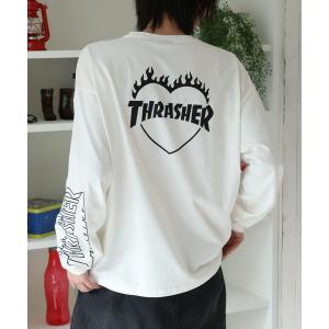 tシャツ 「THRASHER/スラッシャー」ハートモチーフデザイン ロングスリーブTシャツ メンズ レディース