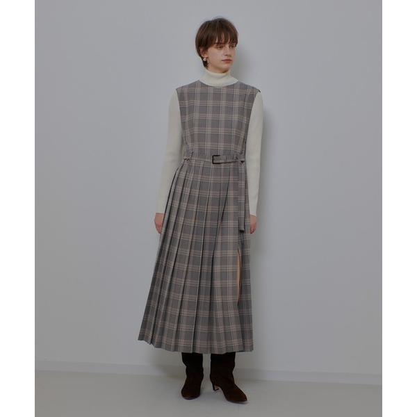 ワンピース サイドスリットプリーツロングワンピース