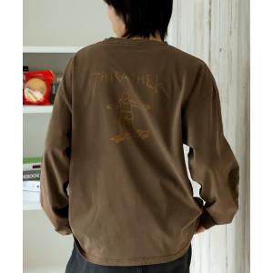 tシャツ 「THRASHER/スラッシャー」マークゴンザレスアート ピグメント加工 ロングスリーブTシャツ メンズ レディース