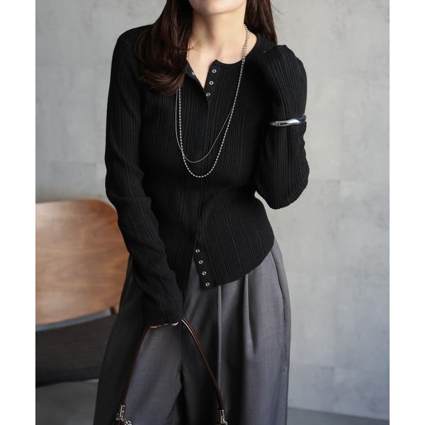 カーディガン スナップボタンリブニットカーディガン「動画あり」 レディース