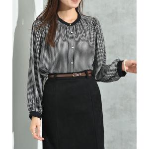 ブラウス シャツ 厚地ジョーゼット千鳥柄袖２ＷＡＹブラウス レディース