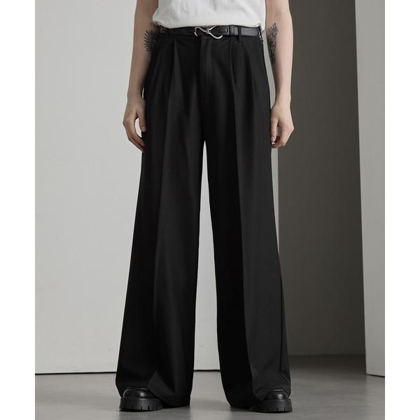 スラックス 「cussil/クシル」ヘビードレープ2タックワイドストレートセンタープレススラックスパ...