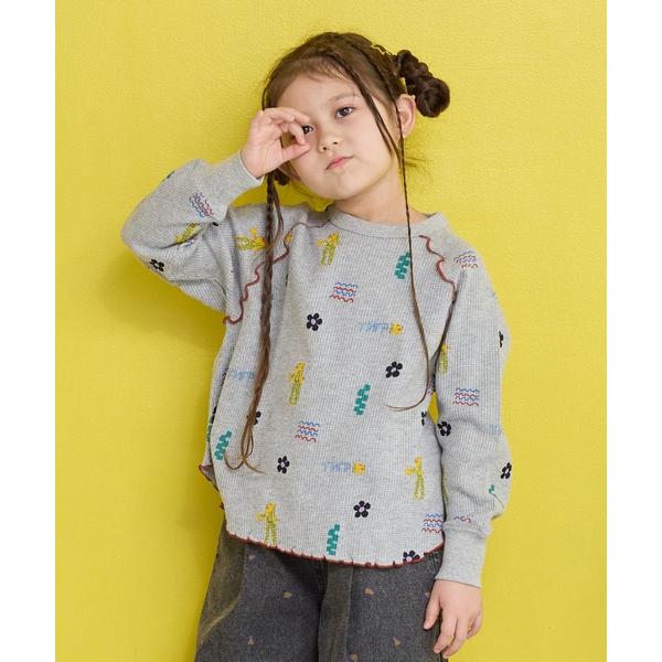 tシャツ 総柄ワッフルメローカットソー キッズ 子供服 男の子 女の子