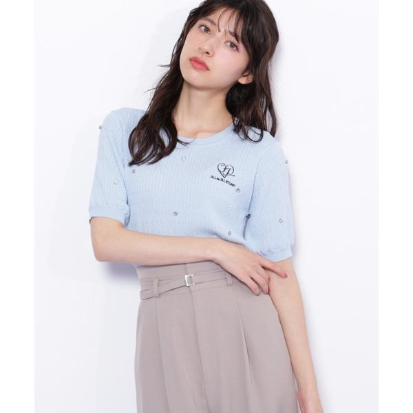 ニット セーター ミニケーブルハート刺繍ニット レディース