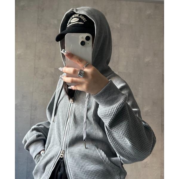 パーカー 「ユニセックス商品」ワッフルZIPパーカー メンズ レディース